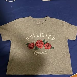 Hollister grey crop top with rose prints